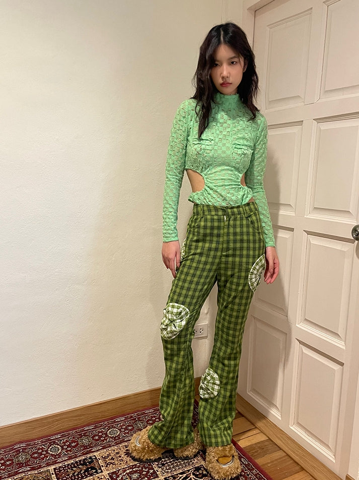 Side-Cut Checked Nichi Tight Knit