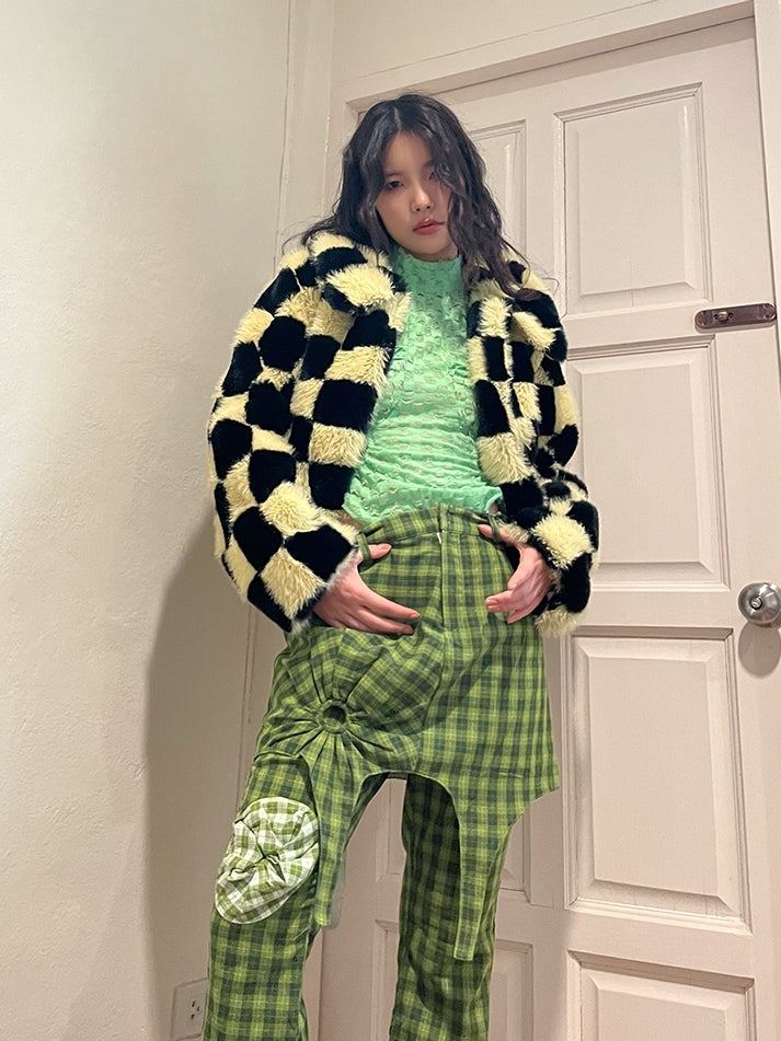 Side-Cut Checked Nichi Tight Knit