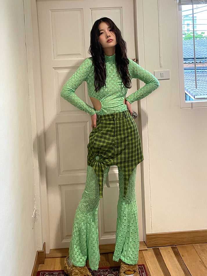 Side-Cut Checked Nichi Tight Knit
