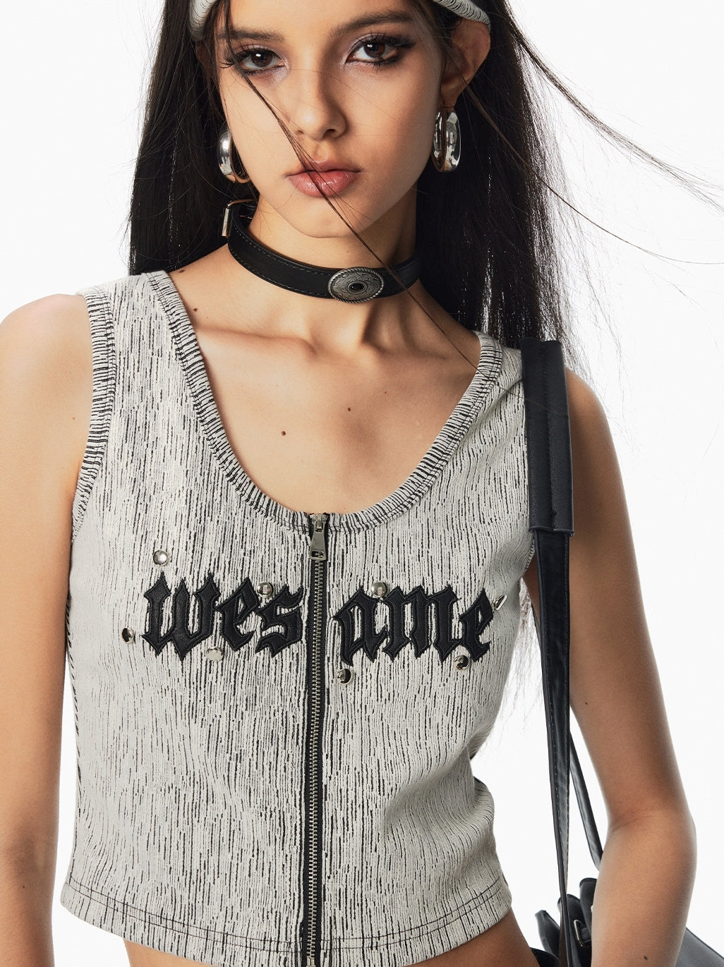 Zip Nichi Sleeveless Retro Stripe Tops