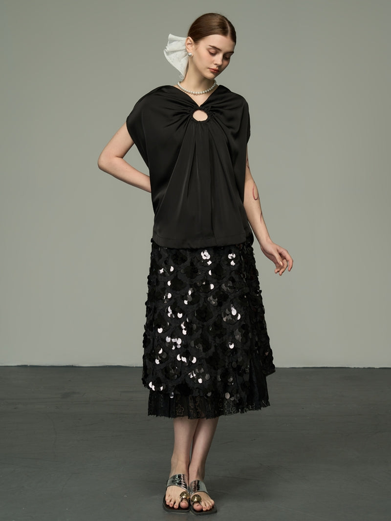 Pailletten Middle Lace High-End-Flare-Rock