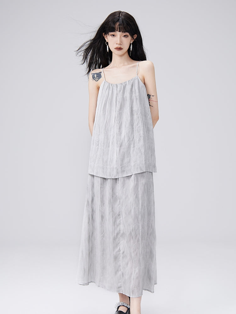 Camisole & Long-Skirt Natural Flare Tie-dye Set-up
