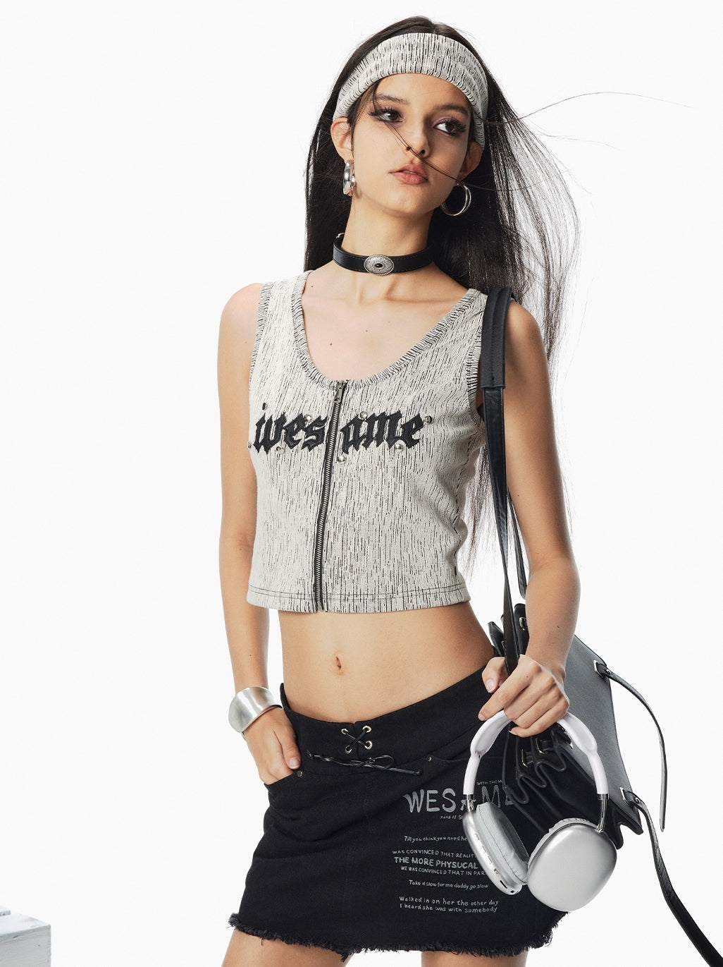 Zip Nichi Sleeveless Retro Stripe Tops