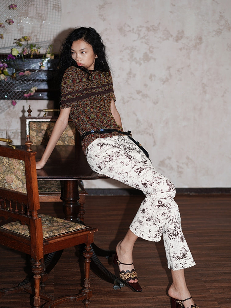 2Way Colorful Off-Shoulde Bare-Top Nichi Knit