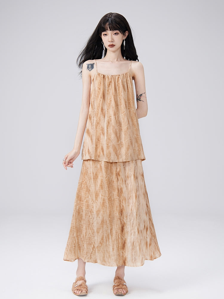 Camisole & Long-Skirt Natural Flare Tie-dye Set-up