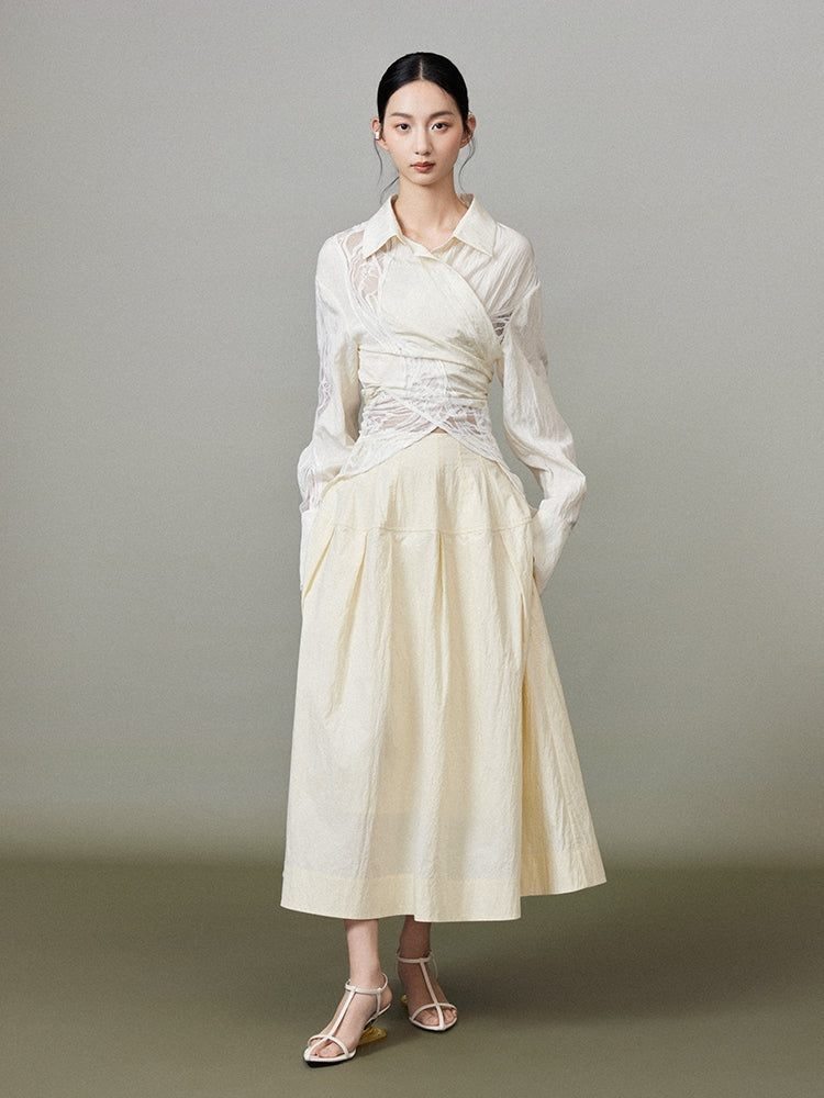 Simple Chic Flare Natural Long-Skirt