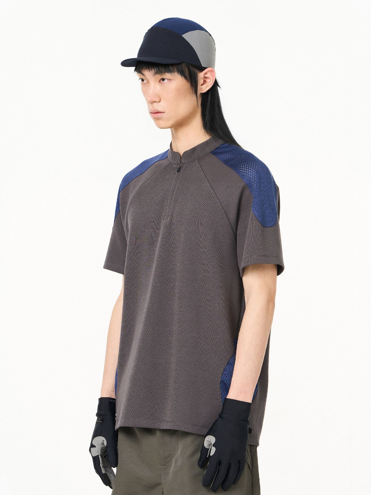 Bi-color Retro Zip Mao-color Casual Tops