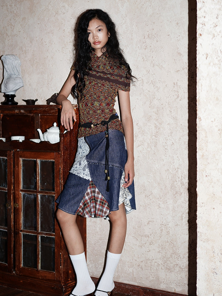 2Way Colorful Off-Shoulde Bare-Top Nichi Knit