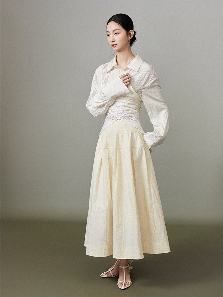 Simple Chic Flare Natural Long-Skirt