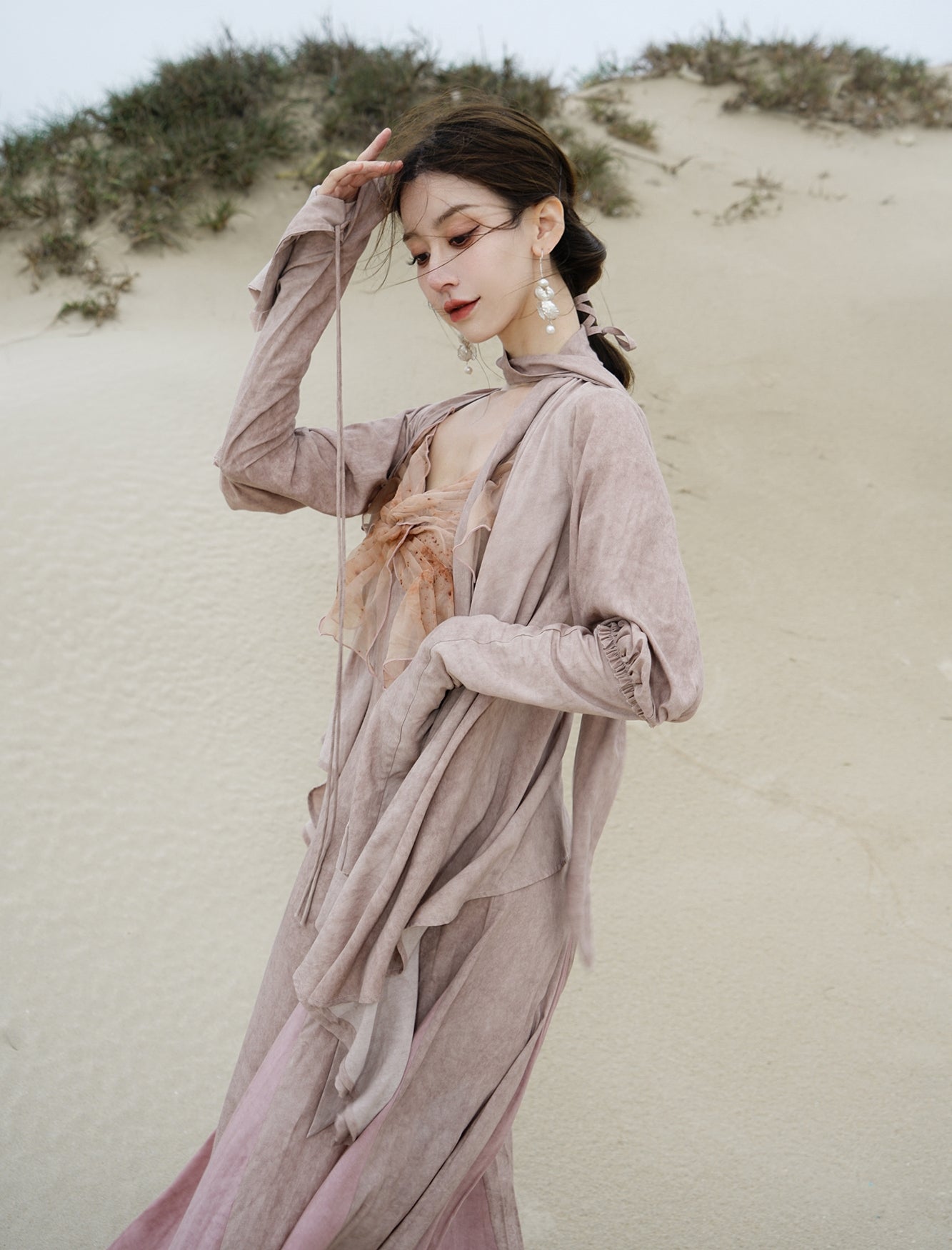 비대칭 얇은 루즈 릴랙스 셔츠