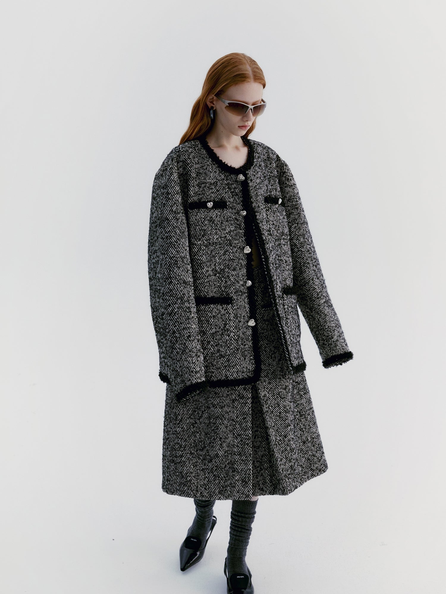 Unisex Tassel Wool Retro Oversize Coat&Long-Skirt