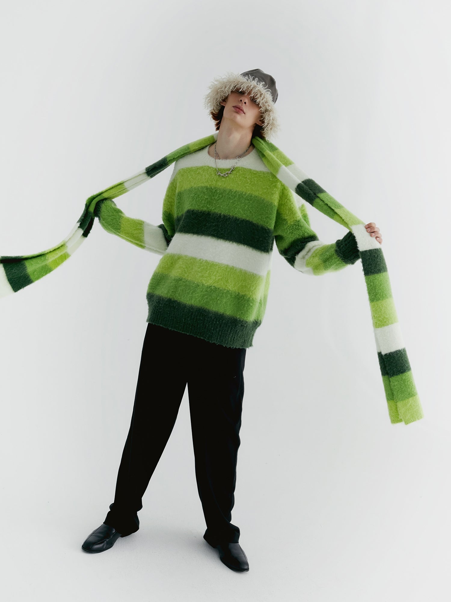 Unisex Border Casual Knit Sweater&Muffler