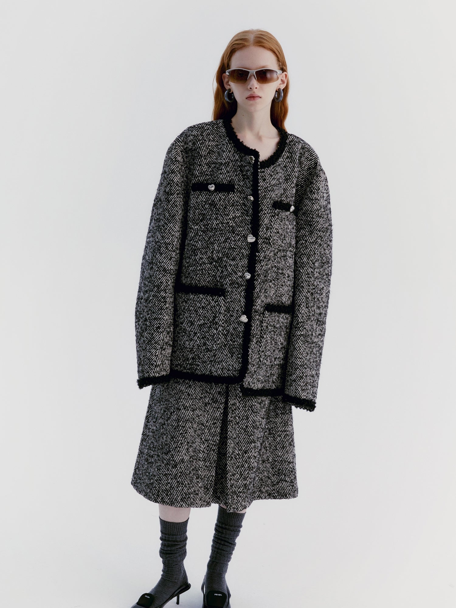 Unisex Tassel Wool Retro Oversize Coat&Long-Skirt