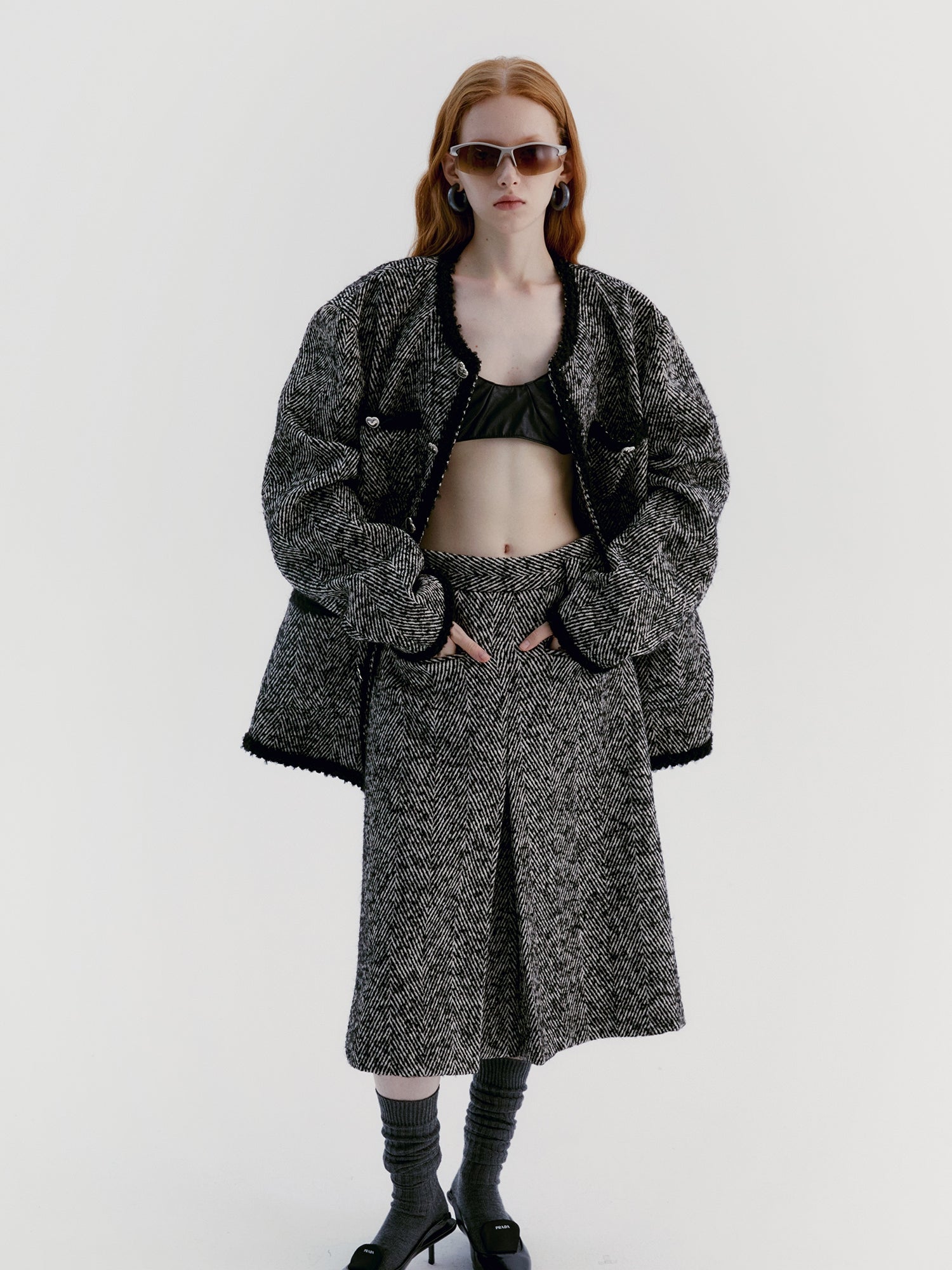 Unisex Tassel Wool Retro Oversize Coat&Long-Skirt