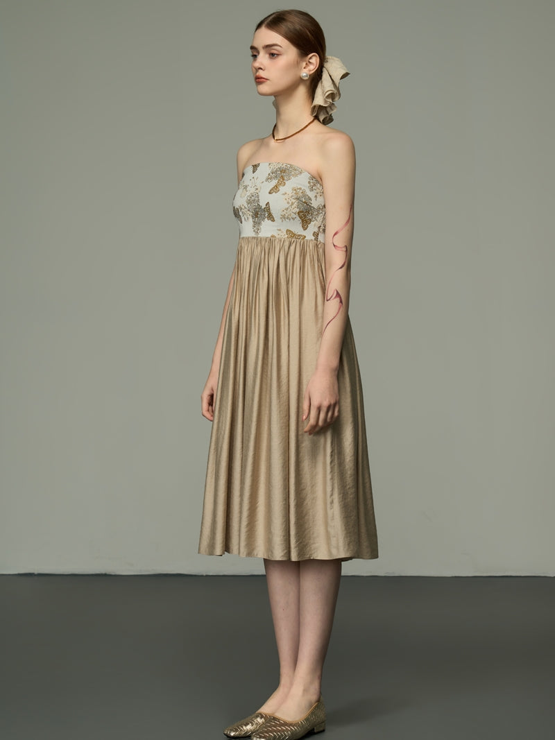 Bare-Top-Blume Retro Mix Frle Elegant ein Stück