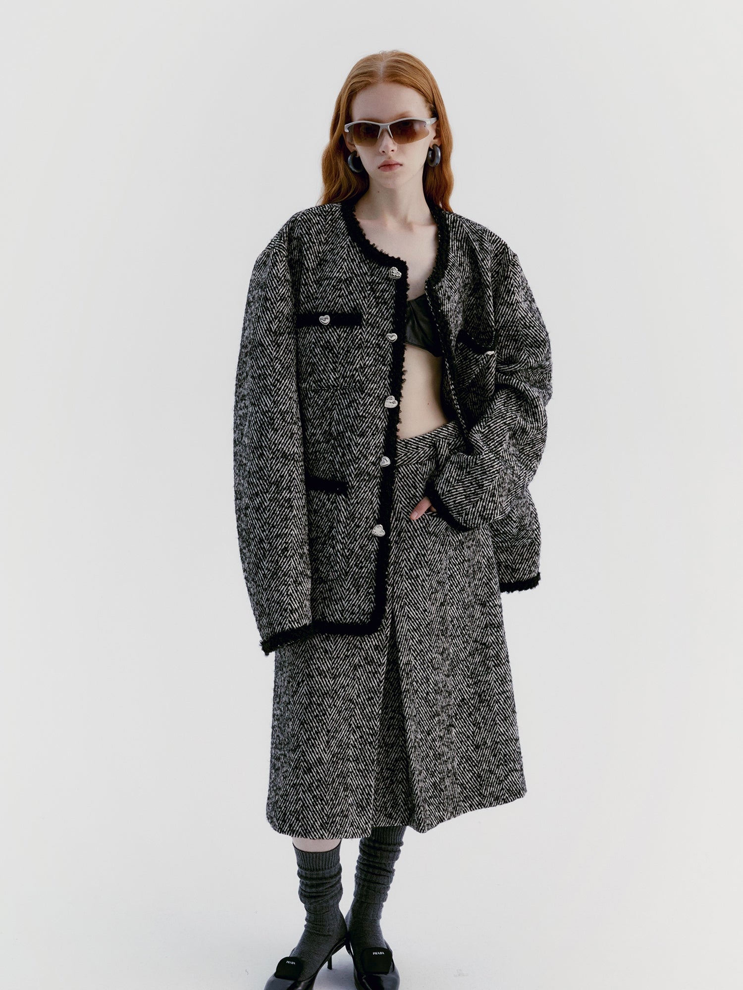 Unisex Tassel Wool Retro Oversize Coat&Long-Skirt