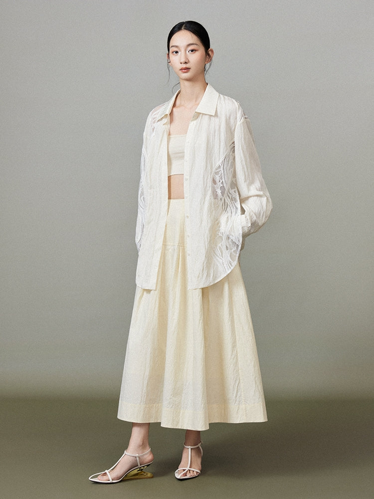 Simple Chic Flare Natural Long-Skirt