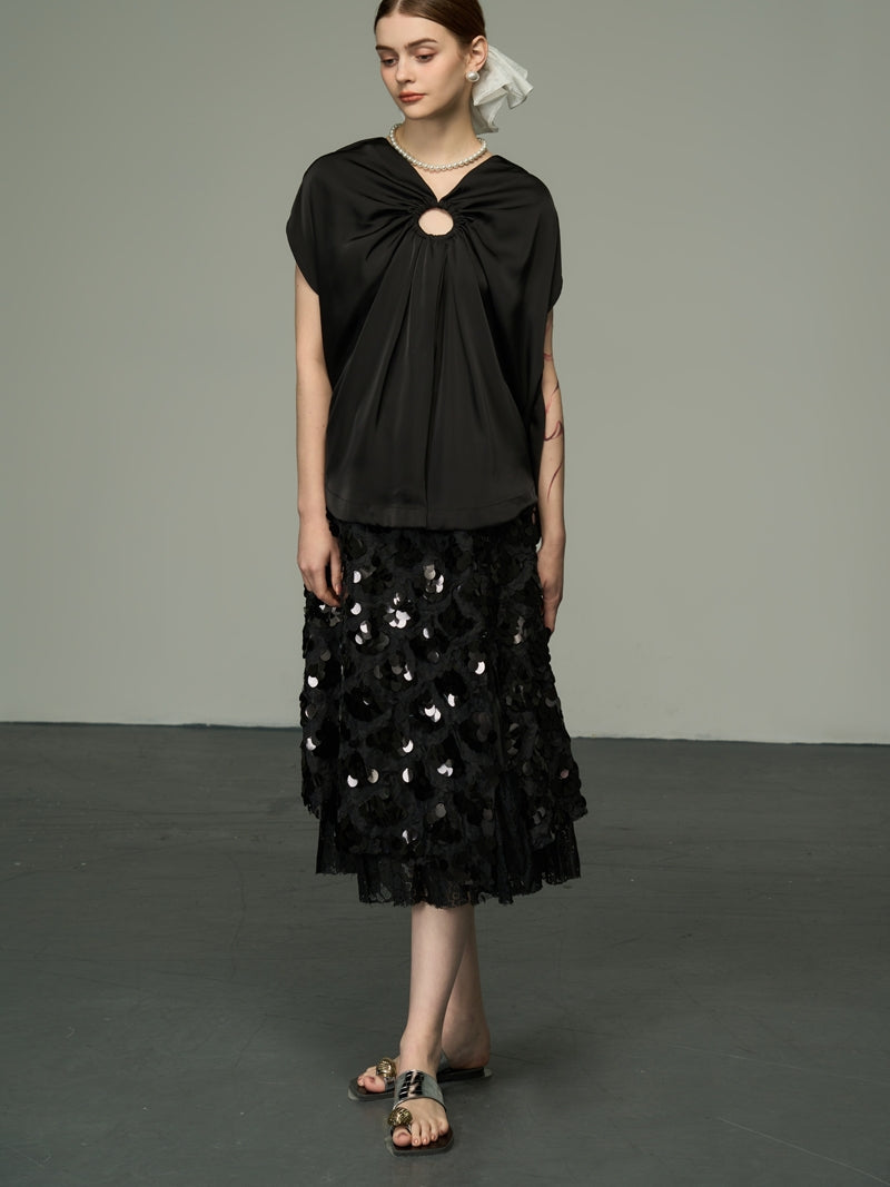 Pailletten Middle Lace High-End-Flare-Rock