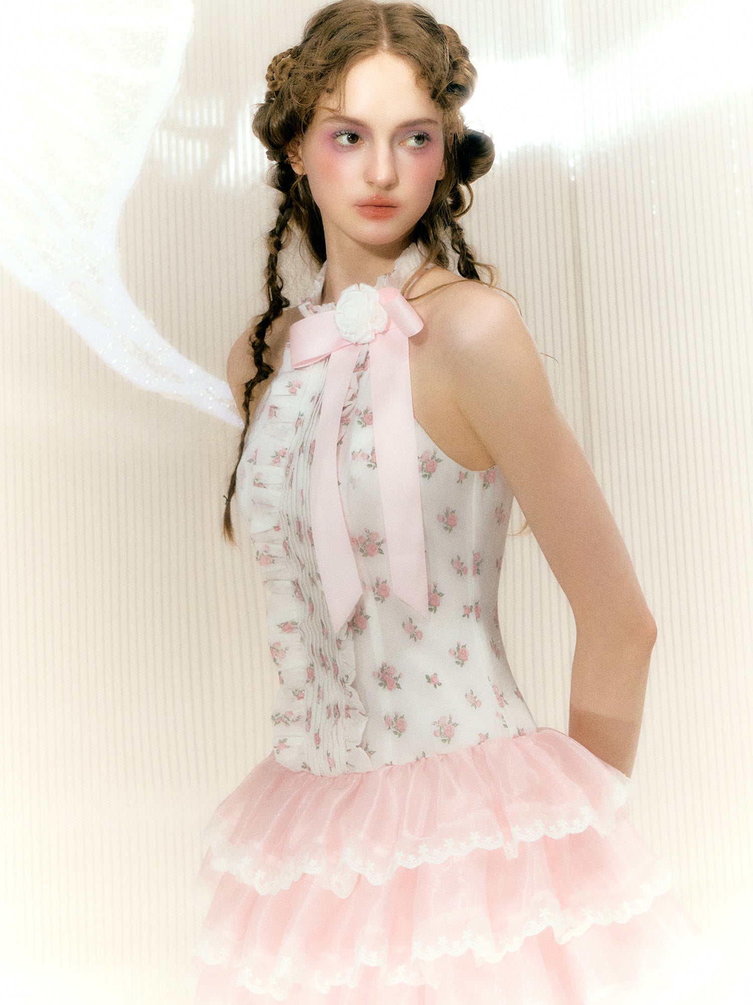 Floral Lace Sleeveless Princess Cake Dress