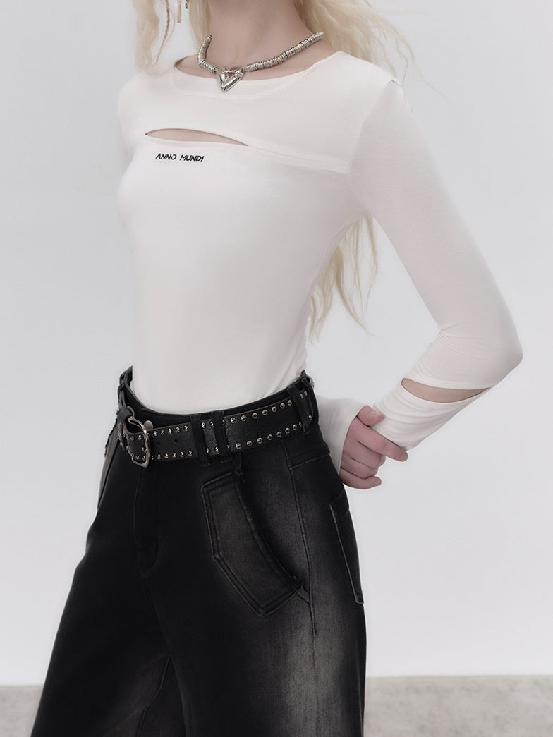 Hohles Langarm-T-Shirt