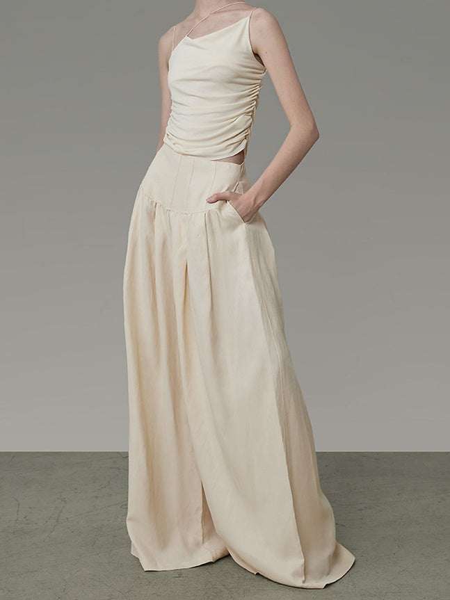 Wide-leg Loose Drape Pleated Pants