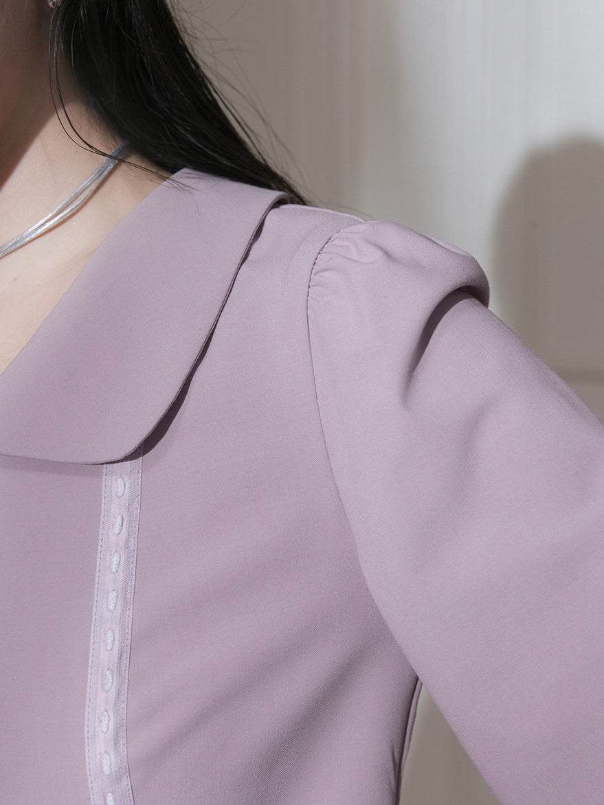 Doll Collar Waist Shape Cropped Shirt