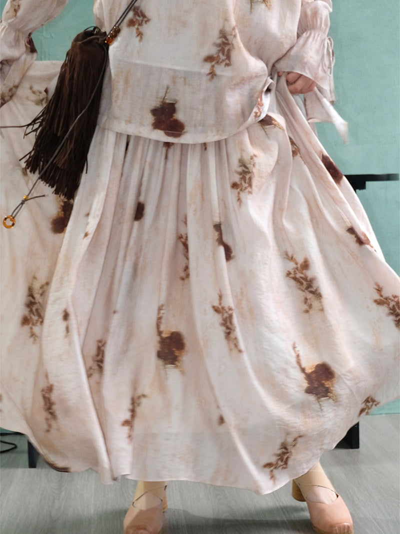 Tie-dye Style Long Gather Skirt