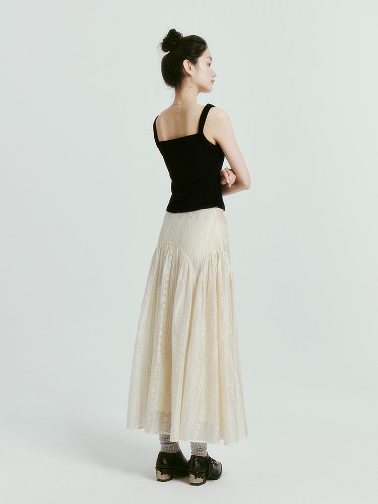 고전적인 3 차원 자수 스커트