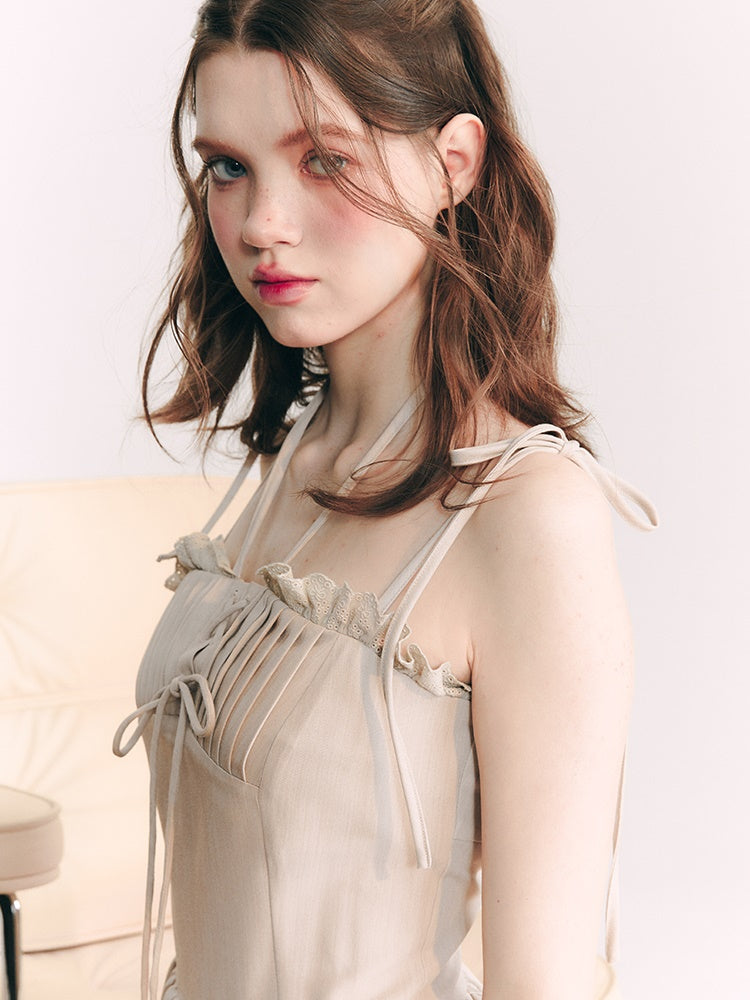 Halter Neck Strap Long One-piece