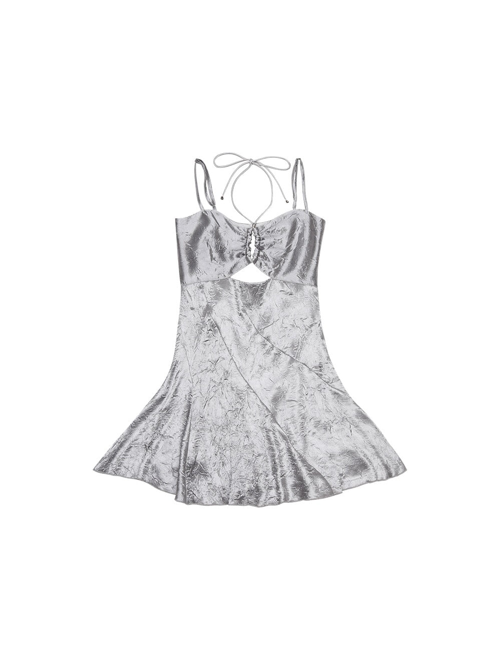 반짝이는 중공 서스펜더 드레스 & 레이스 슬리브