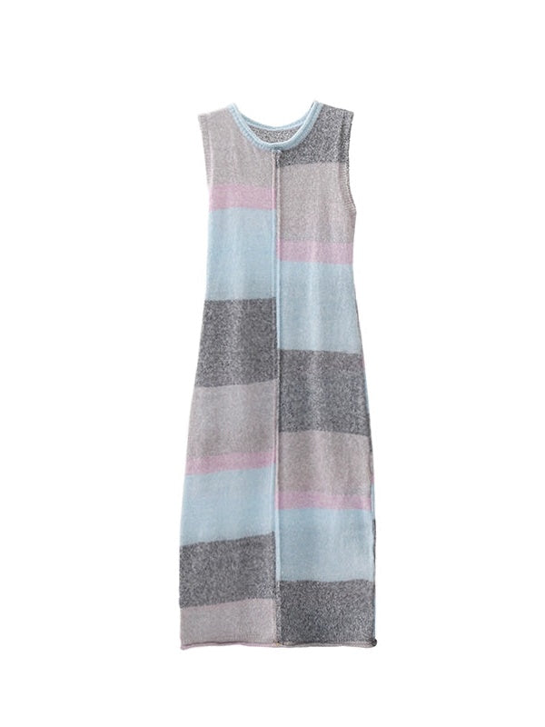 테두리 컬링 니트 짧은 숄 가디건 & 슬리브 벨스 원피스