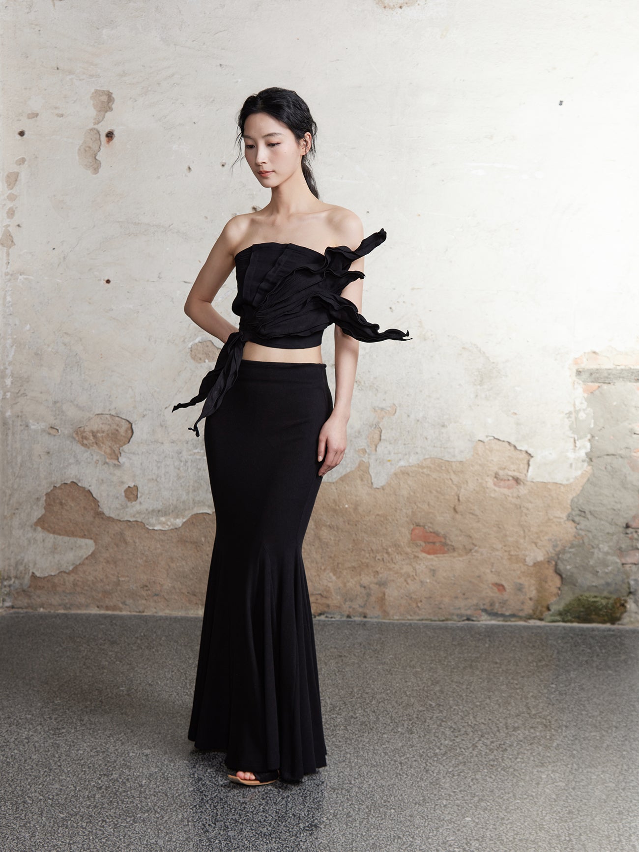 Eleganter Drape -Meerjungfrau -Longrock