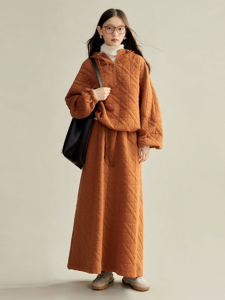 Gesteppte Textur Schweiß Hoodie Pullover & Rock