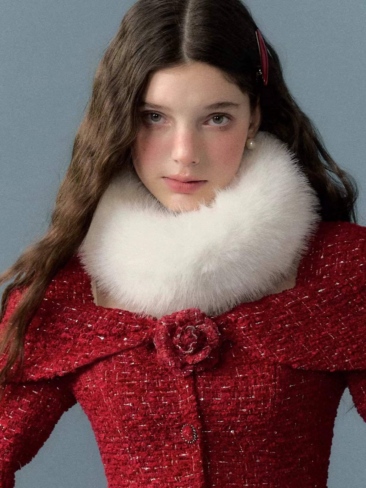 Woven Shag Retro Tweed Jacket & Short & Long Skirt