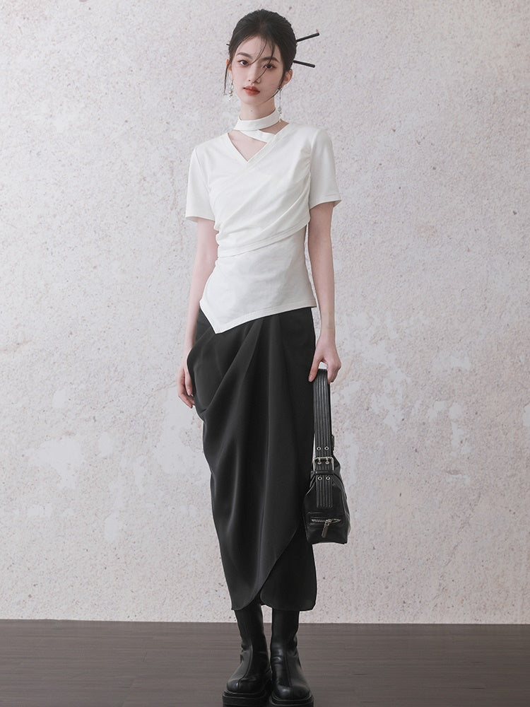Drape Mid-Length Wrap Skirt