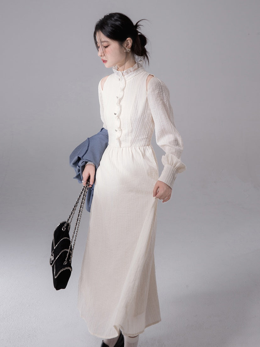 Frill Collar Tuck One-piece