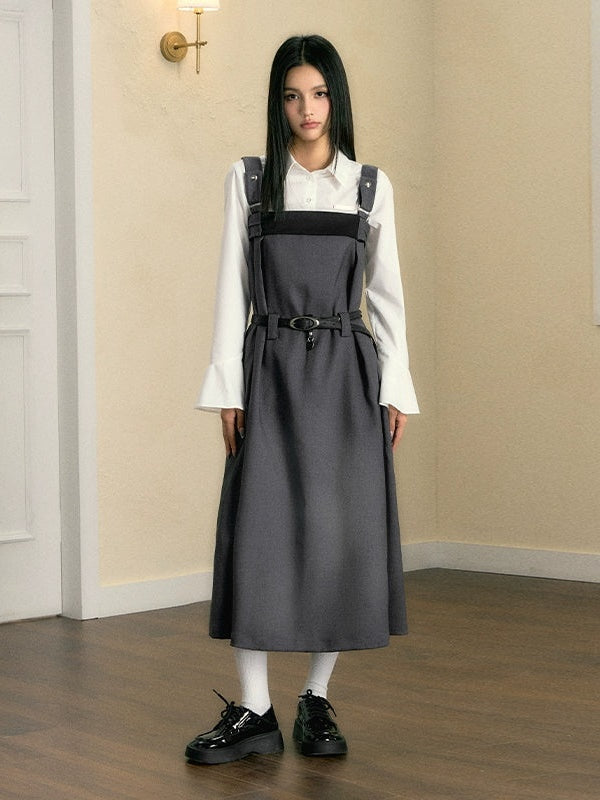 Color Contrast Adjustable Strap Skirt