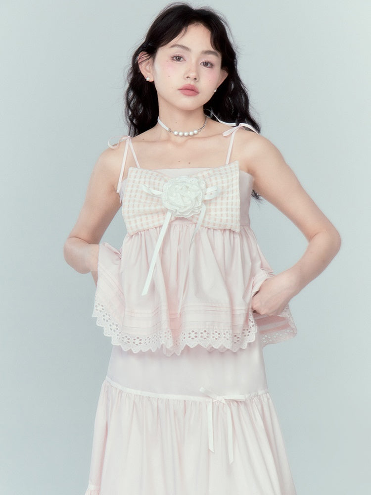Ribbon Puffy Short Camisole & Ribbon Cake Skirt