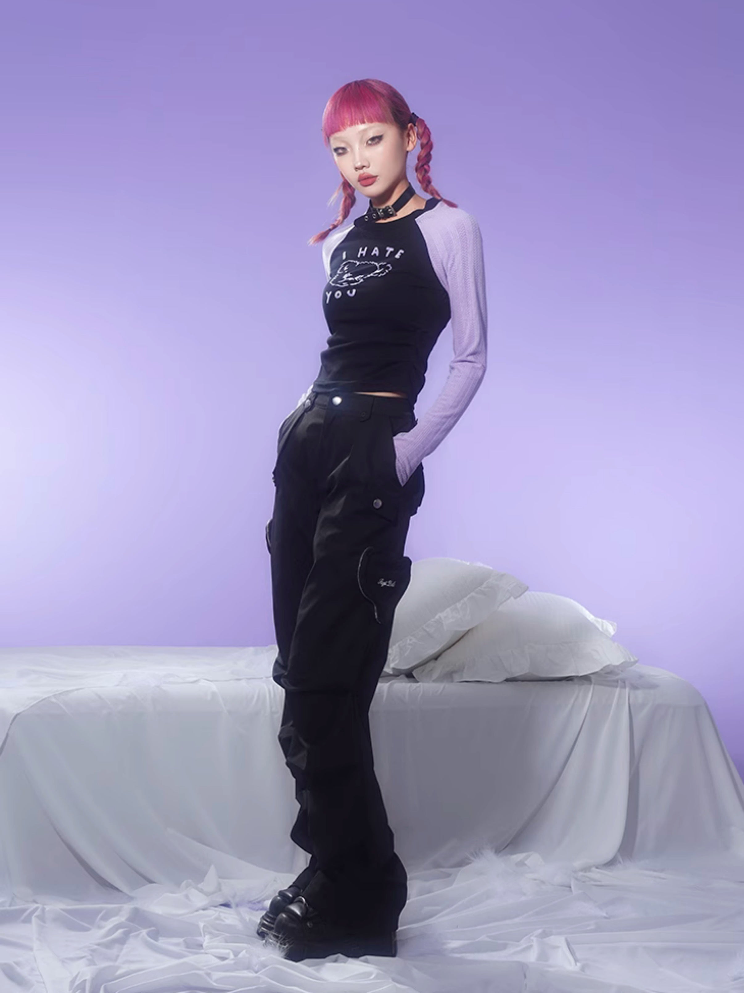 무리의 곰 슬림 라글란 슬리브 티셔츠