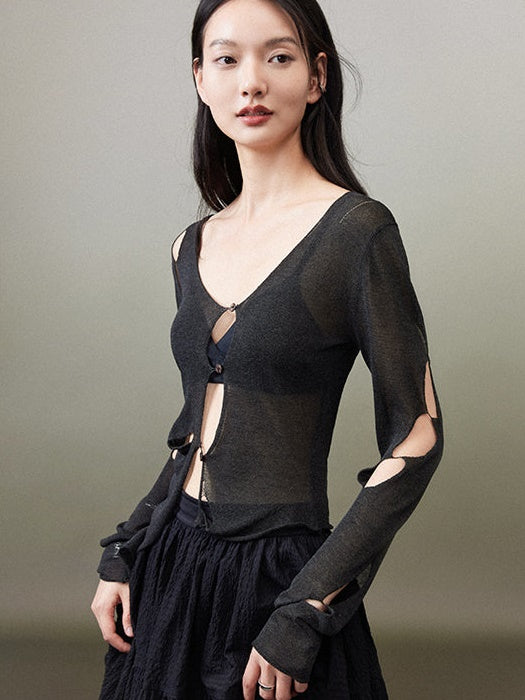 Hole Knitted Cardigan