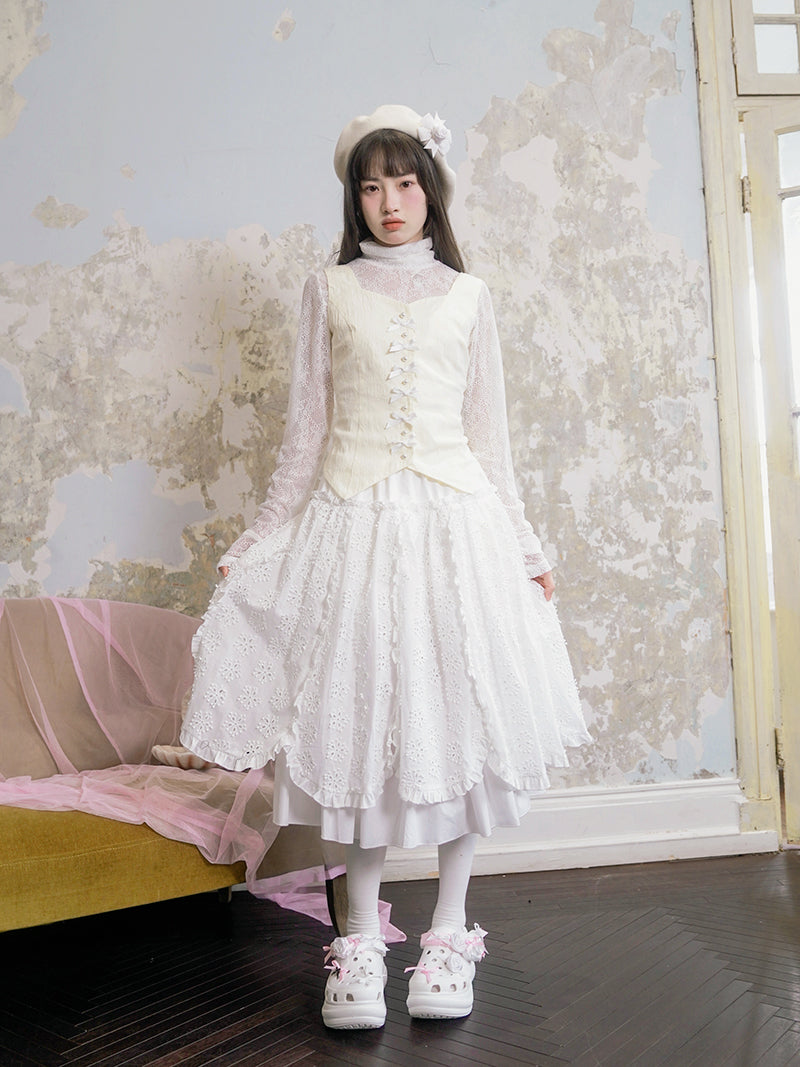 레이스 시스루 하이 칼라 하의 셔츠