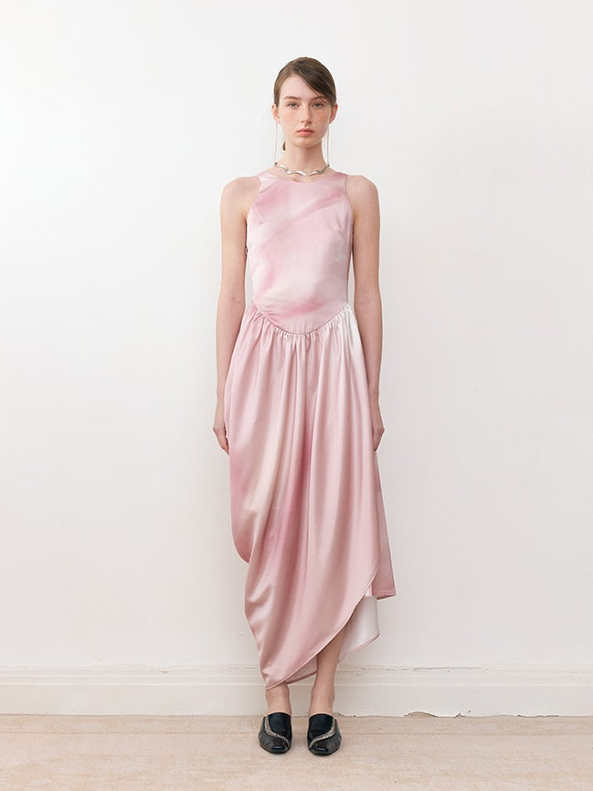 Mudged Print Dreimetrie Rückenfreies Kleid Kleid