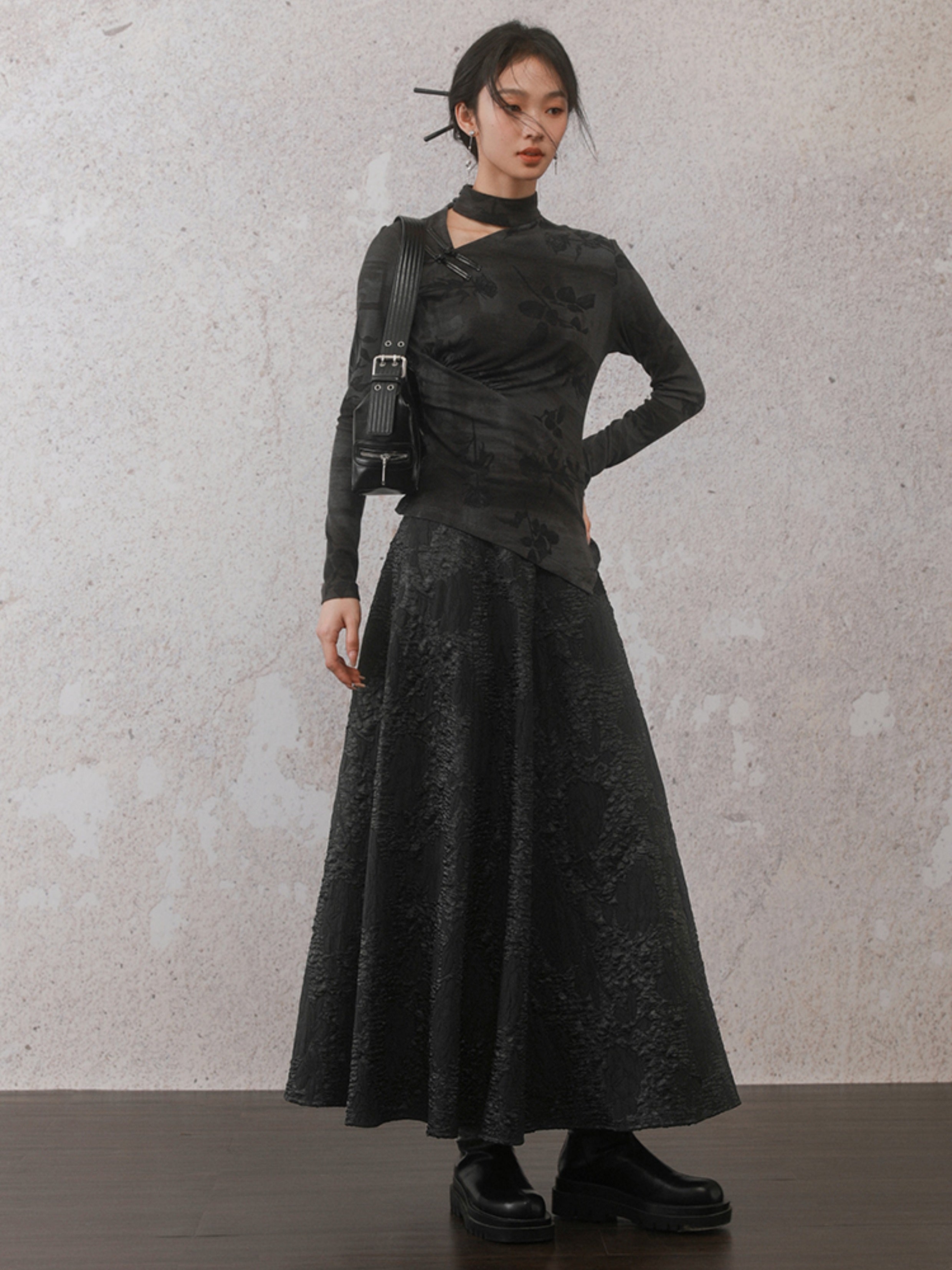 Niche Design Jacquard Long Skirt