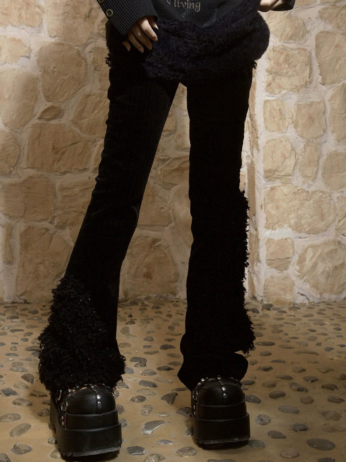 Splicing Low-Waisted Lace-Up Casual Pants