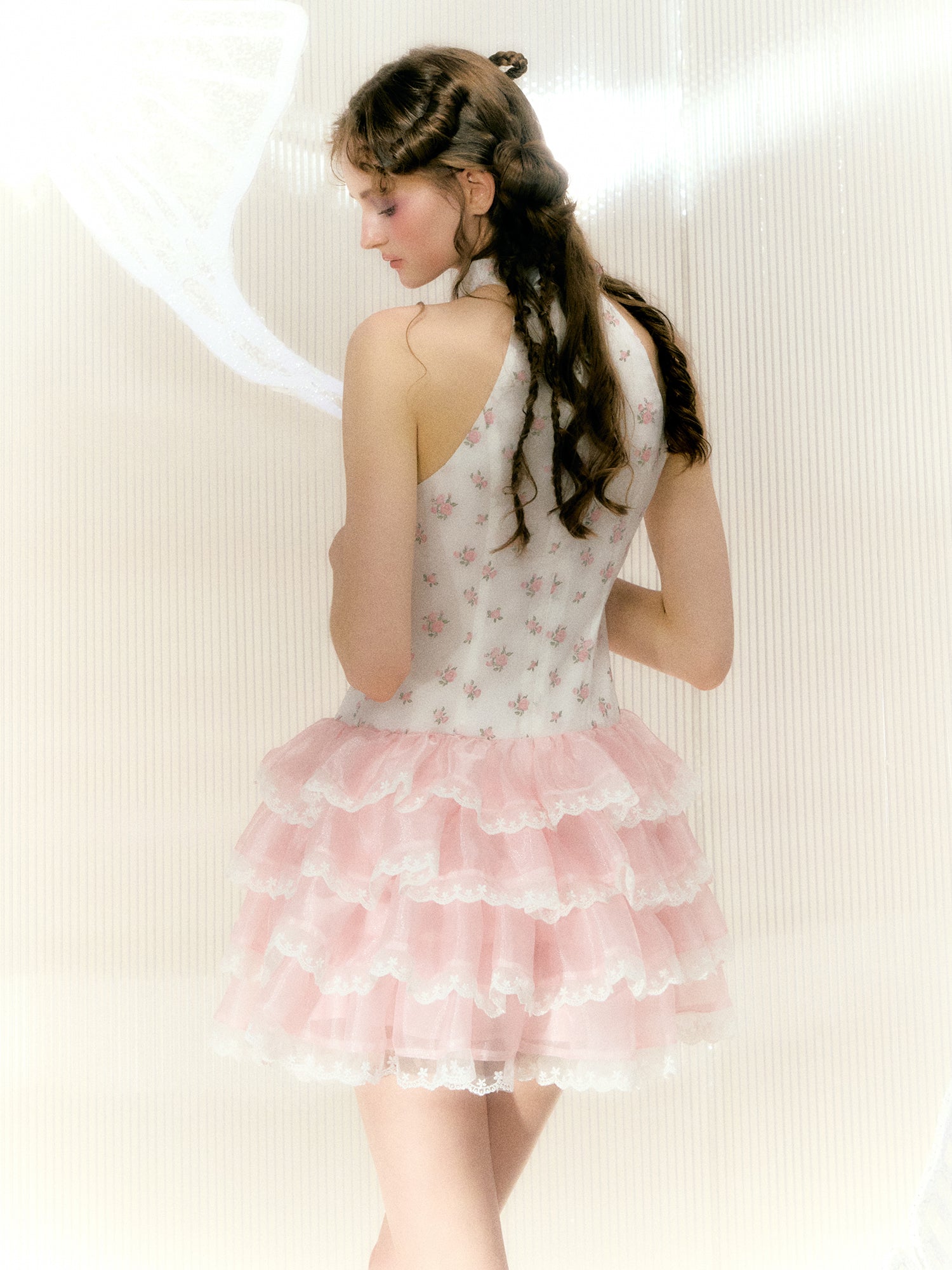 Floral Lace Sleeveless Princess Cake Dress