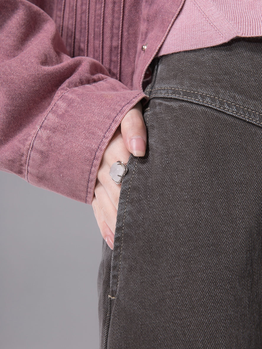 Raw Edge Denim Long Skirt