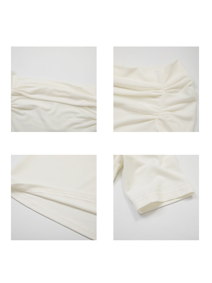 Off-shoulder Pleated Top