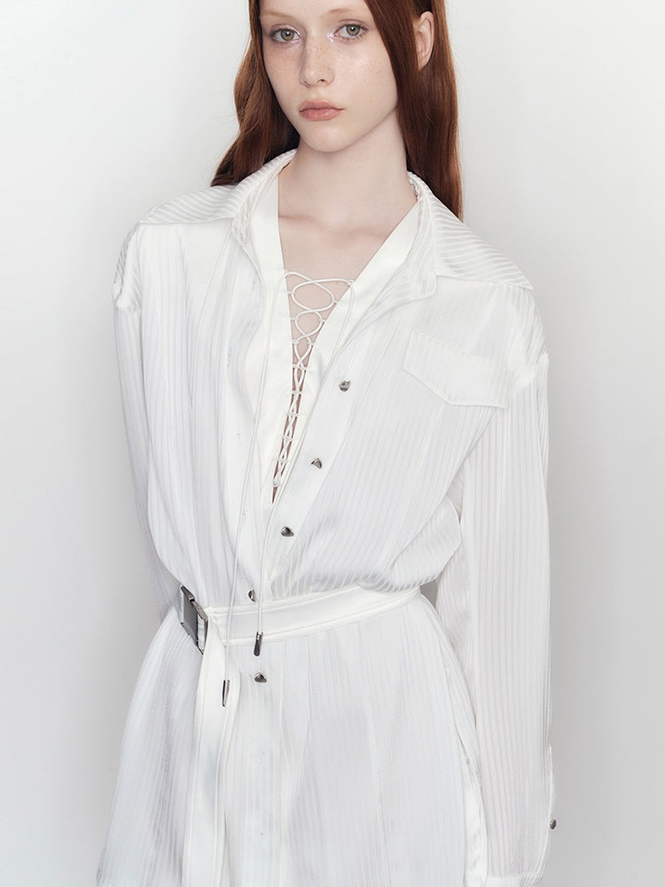 Fake 2 Piece Strapy Shirt Ein-Stück