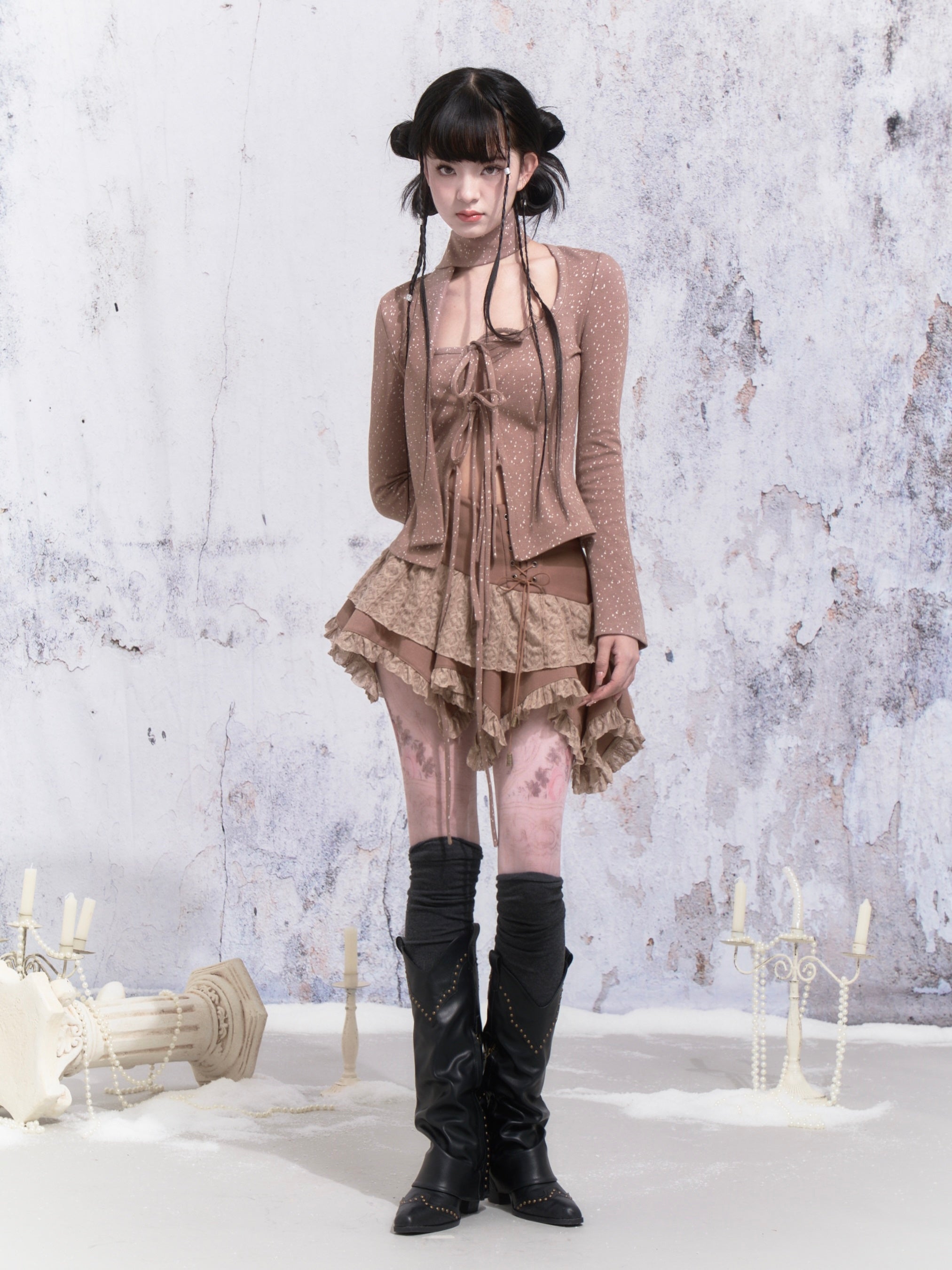 Dot -Gurt -Design -Bottoming -Strickjacke