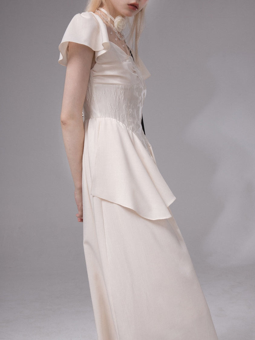 Pleated Jacquard Stitch One-Piece